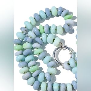 Blue and Green Pastel Candy Opal Necklace, Hand Knotted